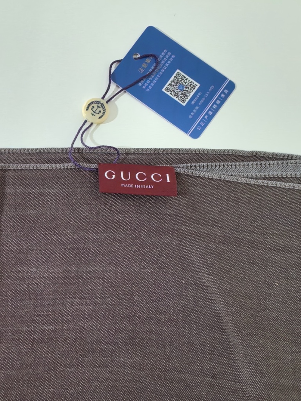 Gucci Brown and Light Gray GG Monogram Scarf - Picture 4 of 4